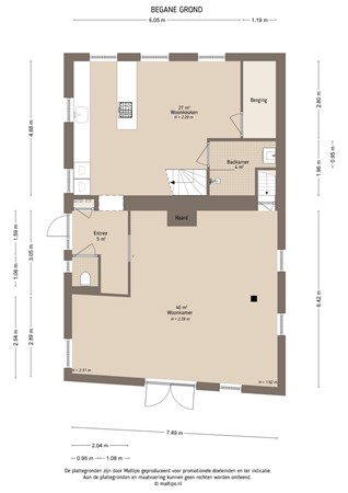 Floorplan - Achterstraat 43, 4147 AA Asperen